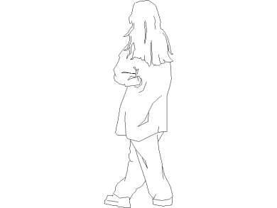 Bloques DWG niña caminando vista alzado