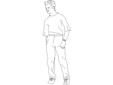 Bloques DWG niño de pie vista alzado