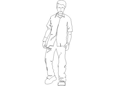 Bloques DWG niño de pie vista alzado