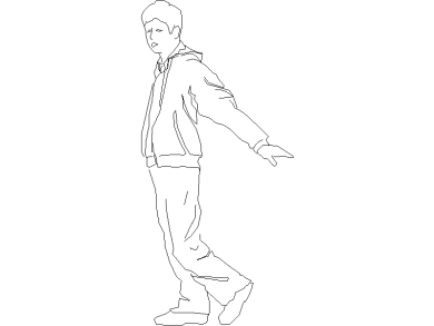 Bloques DWG niño de pie vista alzado