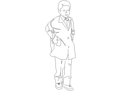 Bloques DWG 2 niño sentados vista alzado