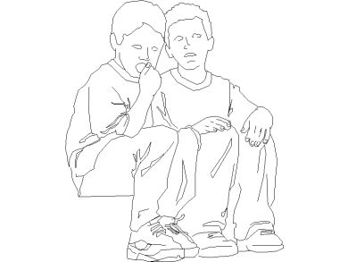 Bloques DWG 2 niño sentados vista alzado