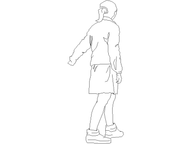 Bloques DWG niña caminando vista alzado