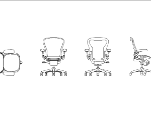 Bloque DWG de silla de oficina en planta y alzado