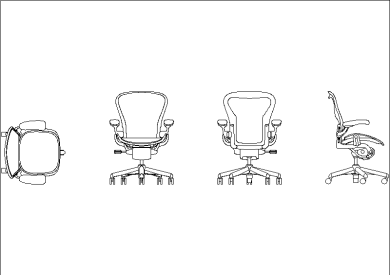 Obtener bloques CAD de silla de oficina en planta y alzado listo para usar