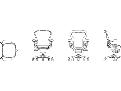 Bloque AutoCAD de silla de oficina en planta y alzado CAD 
