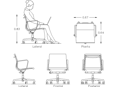 Bloques AutoCAD de silla para escritorio de oficina
