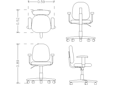 Bloque AutoCAD de silla de oficina en planta y alzado CAD Gratis