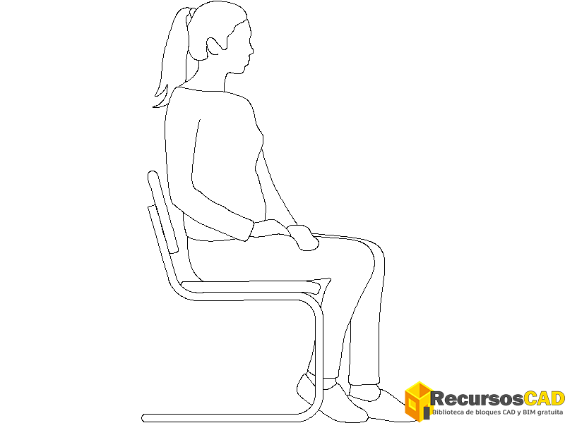 silla cantilever persona sentada - descarga bloques DWG gratis para AutoCAD