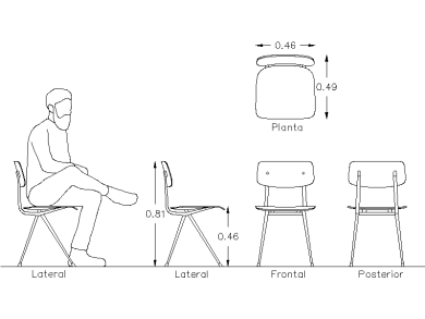 Bloques AutoCAD de sillas dwg en planta y alzado CAD blocks gratis