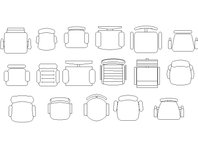 Bloques AutoCAD de sillas oficina dwg en planta 2d CAD blocks