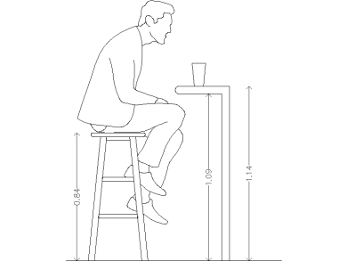 taburete alto con silueta de hombre