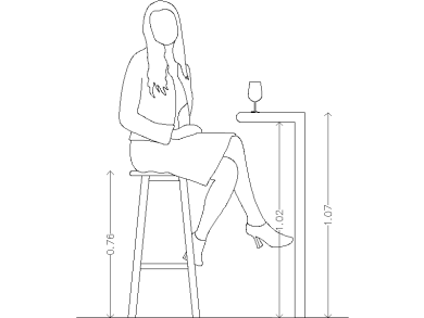 taburete alto con silueta de mujer 02