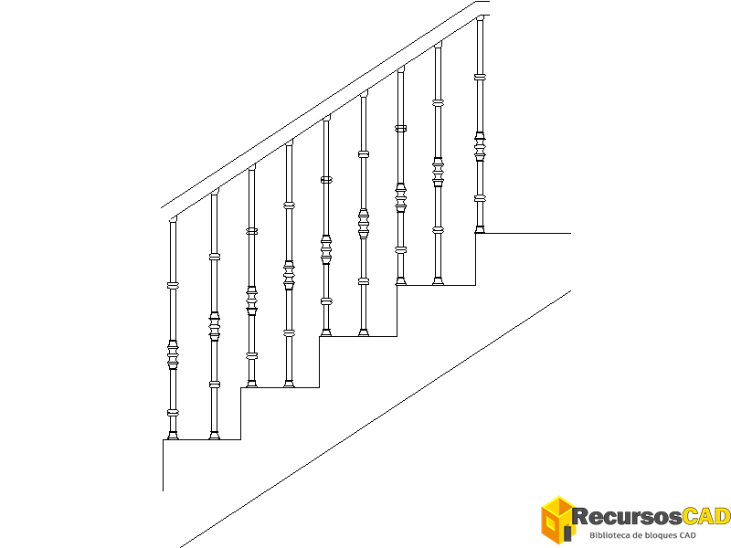 Bloques CAD Barandilla Escalera