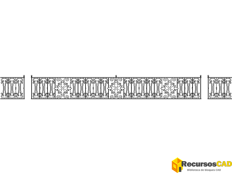 Bloques CAD Barandilla Forja Completa