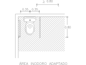 Área de inodoro adaptado AutoCAD DWG – Baño accesible 2D