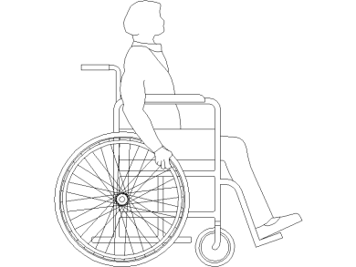 Hombre en silla de ruedas Alzado Lateral
