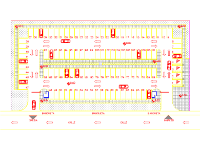 Bloques DWG de Estacionamiento para 111 Vehículos