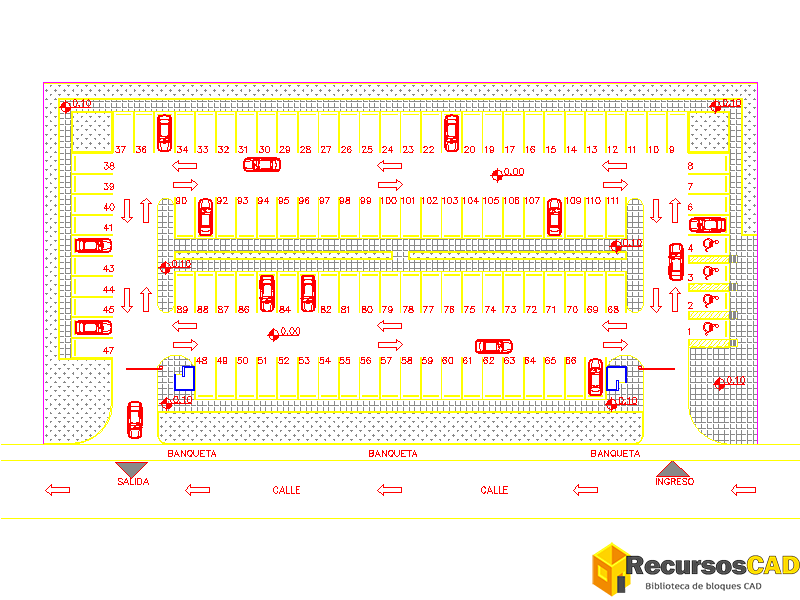 Bloques DWG de Estacionamiento para 111 Vehículos