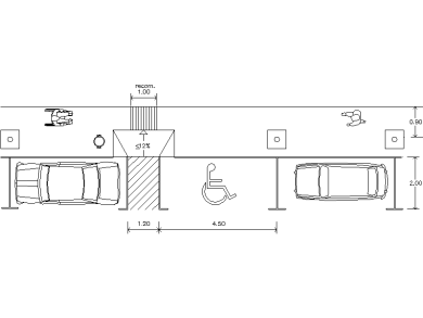Bloques CAD Acceso a Acera desde Plaza de Aparcamiento Adaptada
