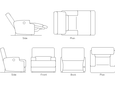 Bloques CADSillón reclinable en dwg 2d gratis