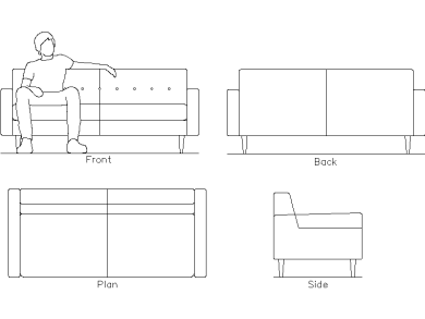 Bloques CAD del Sofá Bantam 73 2d dwg