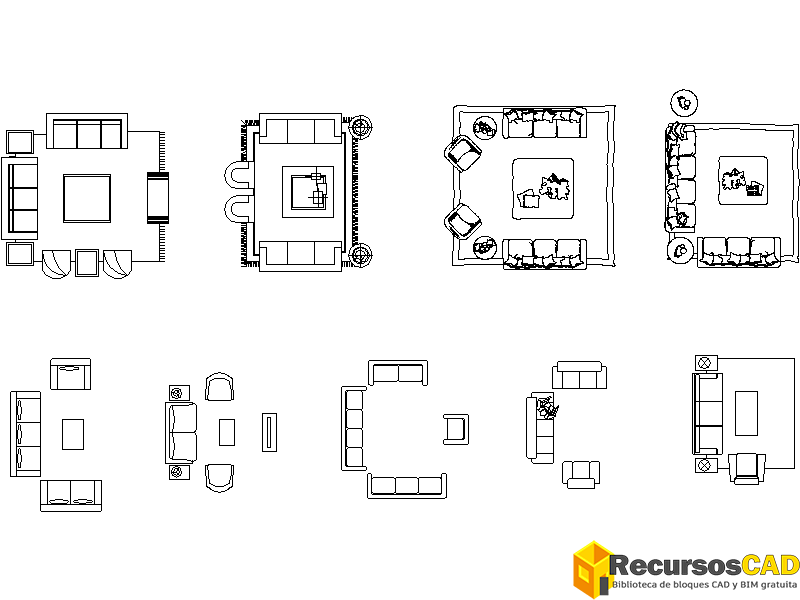 Bloques CAD 2d Sofás y Sillones dwg