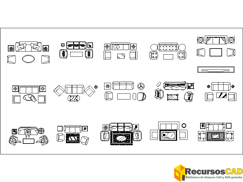 Bloques CAD Sofás descarga gratuita