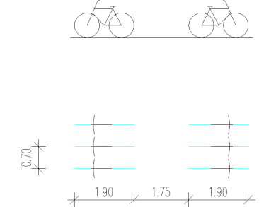 Dibujo CAD de Aparcamiento de Bicicletas en Batería