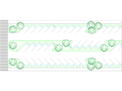 Dibujo CAD de Aparcamiento Oblícuo Exterior Múltiple de Vehículos