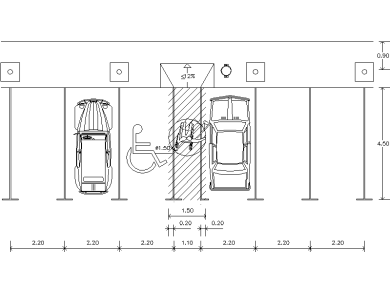 Dibujo CAD Aparcamientos de Usuarios con Movilidad Reducida