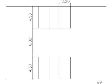 Dibujo CAD de Aparcamiento para Turismos en Batería