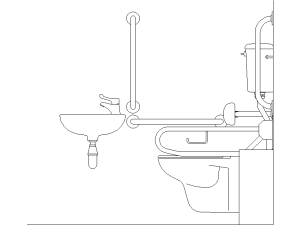 Bloque CAD Baño Adaptado DWG Gratis para AutoCAD 2D – Inodoro PMR Accesible