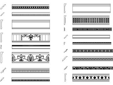 Bloques CAD de Cornisas y Molduras en DWG