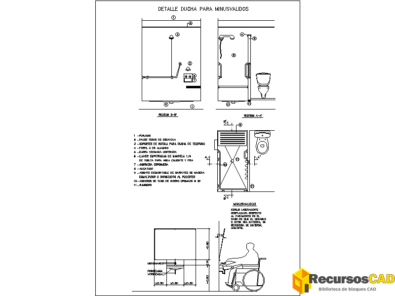 Detalle de Ducha Adaptada