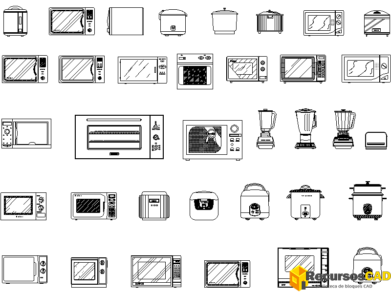 Bloques CAD electrodomésticos de cocina