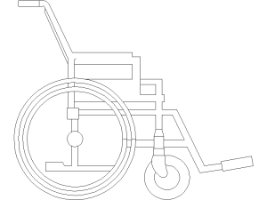 Bloque DWG de silla de ruedas alzado lateral para AutoCAD