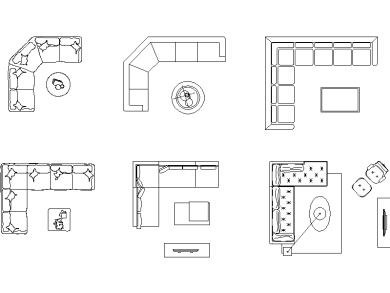 Bloque cad sofá en forma de L descargar gratis dwg 2d