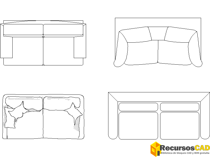 Bloque CAD sofás para 2 personas
