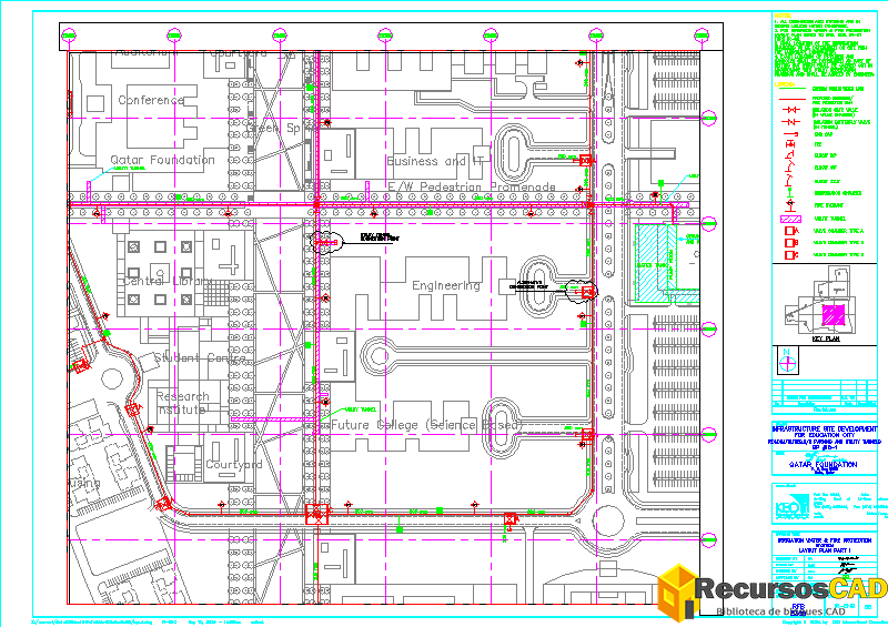 Plano de trazado del sistema de agua de riego y protección contra incendios