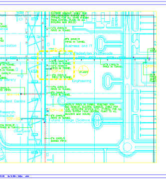 Plano clave del túnel de servicio Red de distribución de agua refrigerada