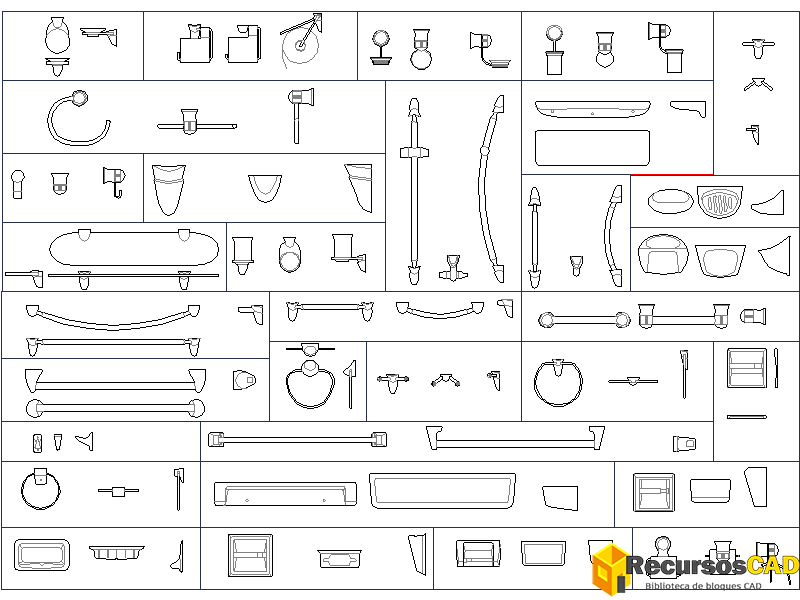 Accesorios de Baño: Porta Cepillos, Jaboneras, Percheros y Más en DWG