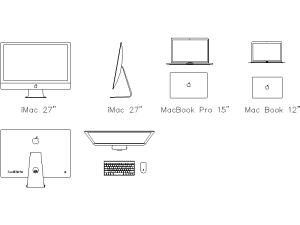 Bloques AutoCAD de MacBook Pro, iMac y periféricos Apple en DWG