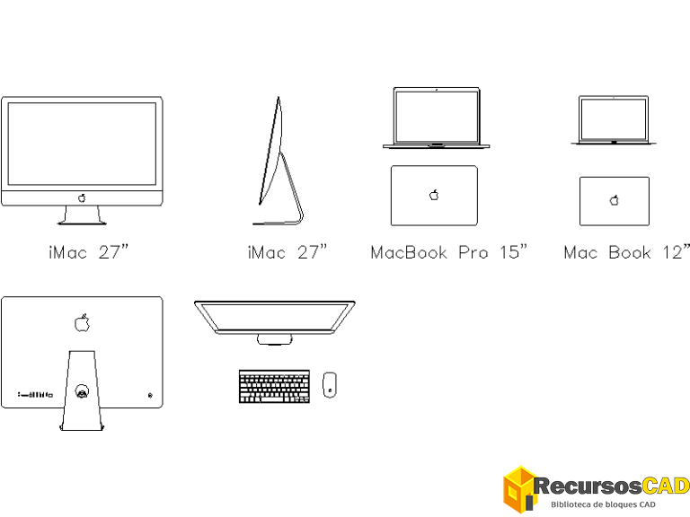 Apple Computer Autocad Bloques AutoCAD Teléfonos fijos, móviles y iPad ¡Gratis! - RecursosCAD