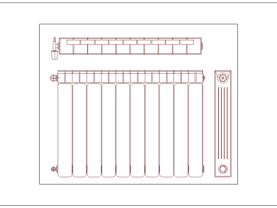 Bloques AutoCAD de Radiador con Llave de Paso, Entrada y Salida de Agua