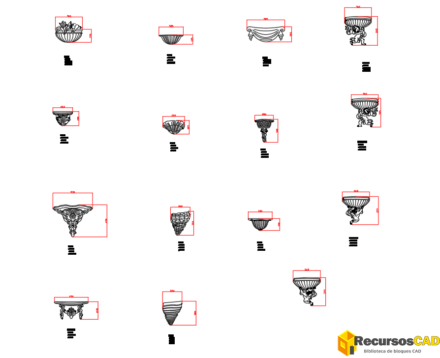 Bloques CAD DWG de Decoración Neoclásica