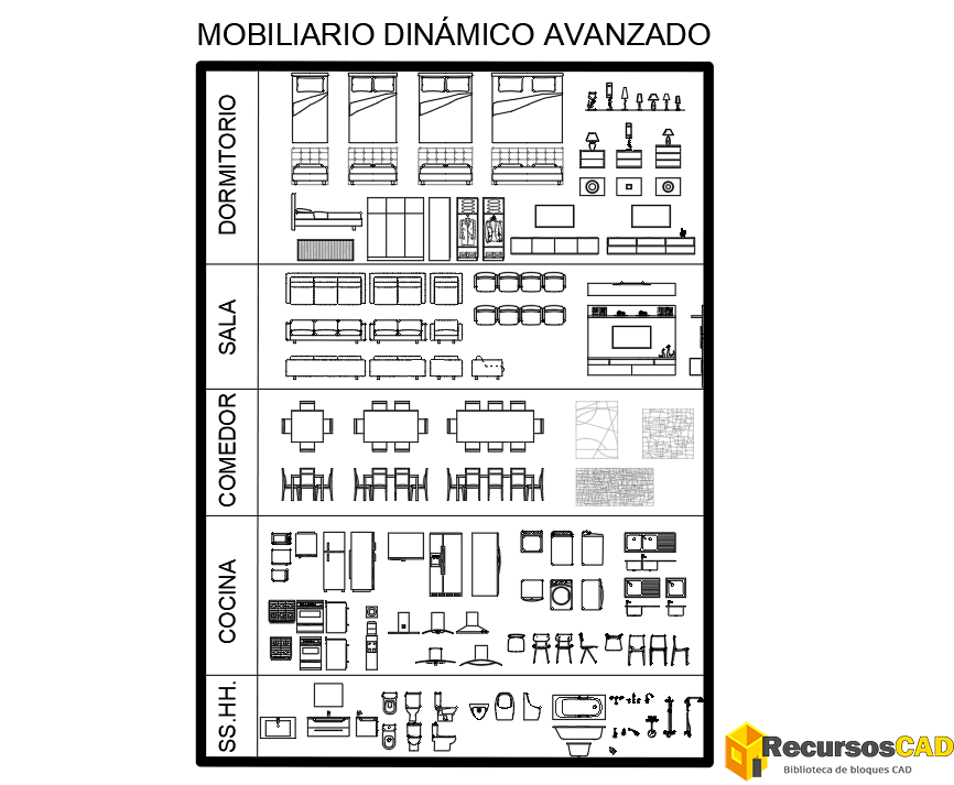 Bloques Dinámicos CAD de Mobiliario Avanzado