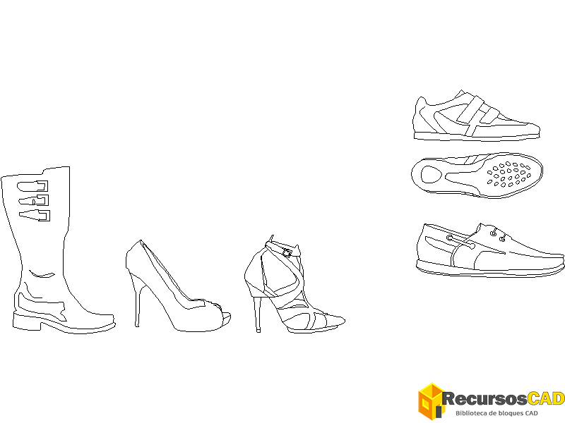 Bloques CAD de Zapatos Gratis DWG