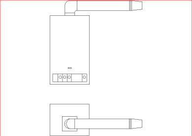 Bloques AutoCAD de Caldera Mural Tiro Forzado en DWG