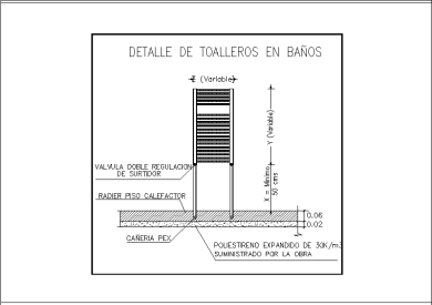 Bloques AutoCAD: Detalle de Toallero en Baños en DWG